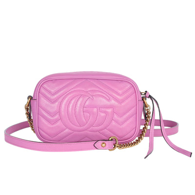 Calfskin Matelasse Small Marmont Chain Shoulder Bag Pink