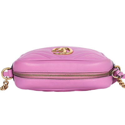 Calfskin Matelasse Small Marmont Chain Shoulder Bag Pink