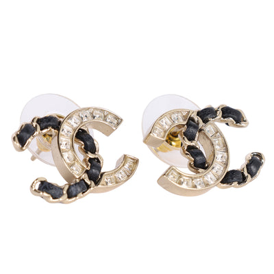 Leather Interlocking CC Stud Earrings