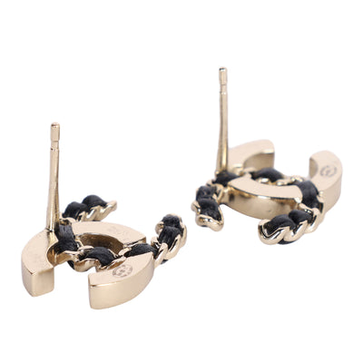 Leather Interlocking CC Stud Earrings