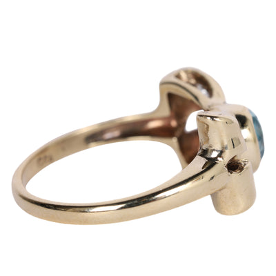 Antique LONDON Blue topaz and Diamond Bow Knot ring