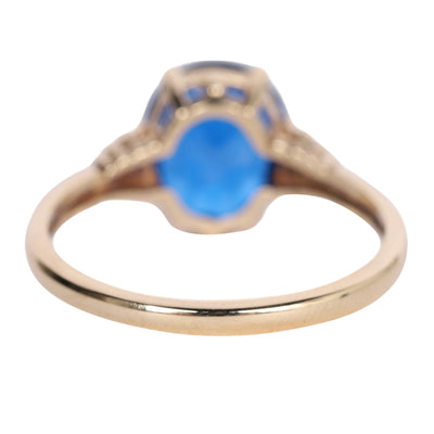 Yellow Gold Blue Spinel Solitaire Ring