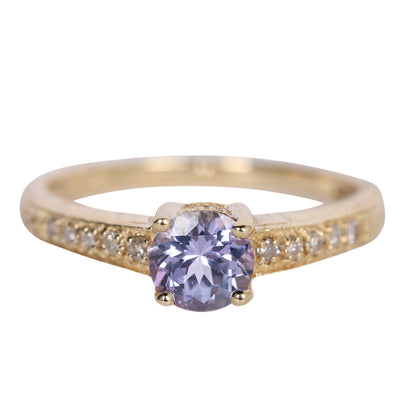 Tanzanite diamond Solitaire ring 14k Round