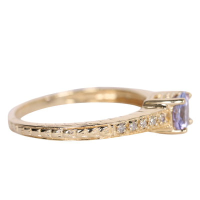 Tanzanite diamond Solitaire ring 14k Round
