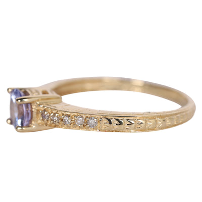 Tanzanite diamond Solitaire ring 14k Round