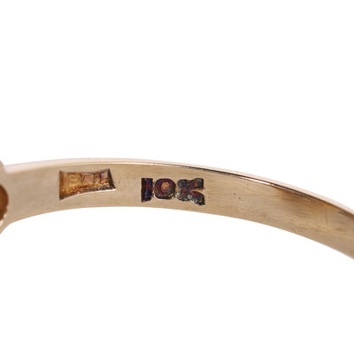 10k Citrine Large solitaire with Diamonds Ring