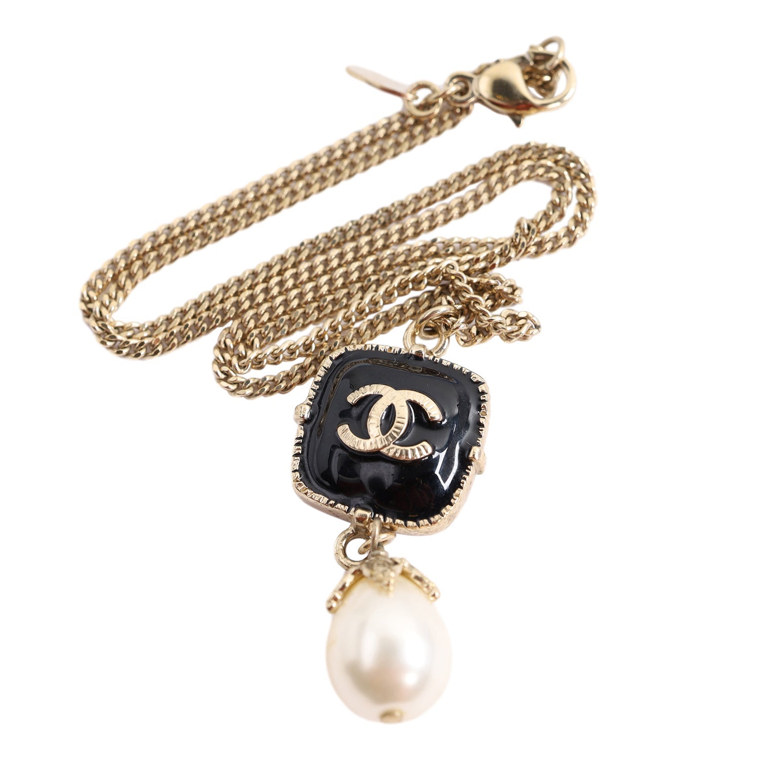 Chanel Enamel and Faux Pearl Jacket Charm Necklace
