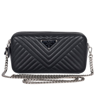 Diagramme Leather Double Zip Shoulder Bag