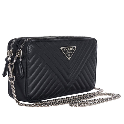 Diagramme Leather Double Zip Shoulder Bag