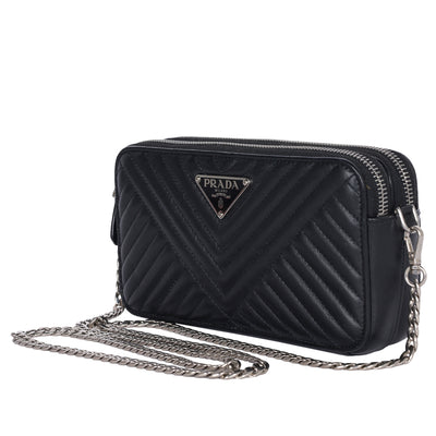 Diagramme Leather Double Zip Shoulder Bag