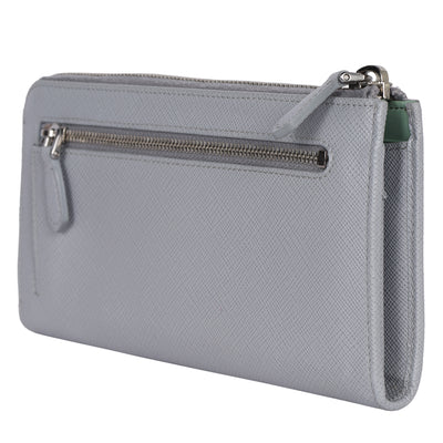 Saffiano Triangle Half Zip Wallet