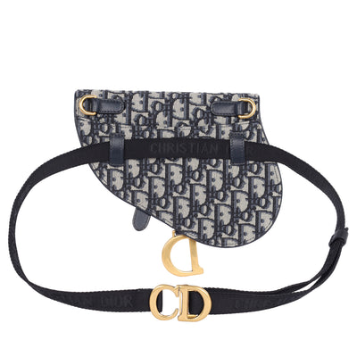 Oblique Saddle Belt Leather Bag Blue