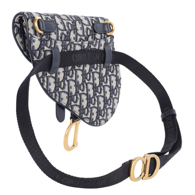 Oblique Saddle Belt Leather Bag Blue