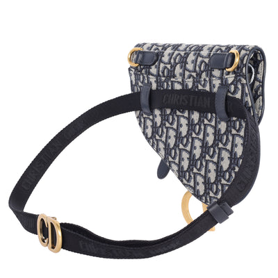 Oblique Saddle Belt Leather Bag Blue