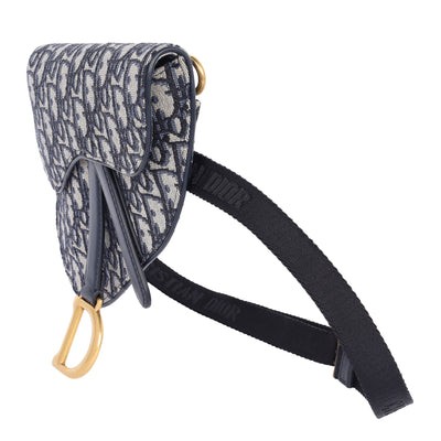 Oblique Saddle Belt Leather Bag Blue