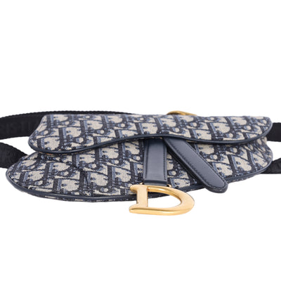 Oblique Saddle Belt Leather Bag Blue
