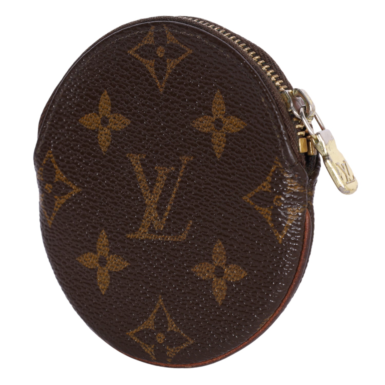 Authentic Louis Vuitton Round Coin Purse Wallet Monogram Brown