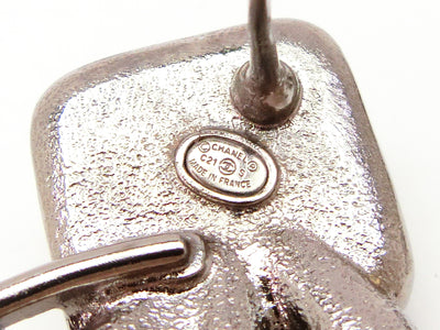 Logo Silver Rhinestone Star Pierced Earrings