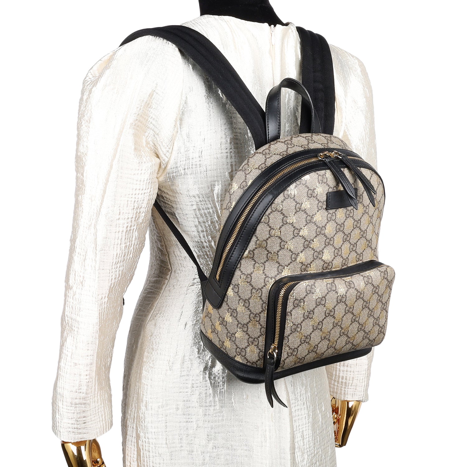 Gucci Men's Gg Supreme Bee-Print Backpack, Brown, Men's