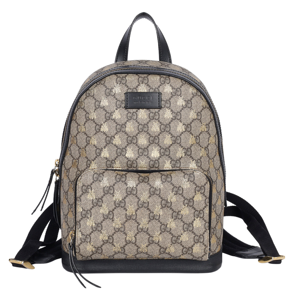Gucci Men's Gg Supreme Bee-Print Backpack, Brown, Men's
