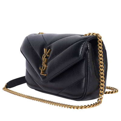 Lambskin Chevron Quilted Mini Loulou Black