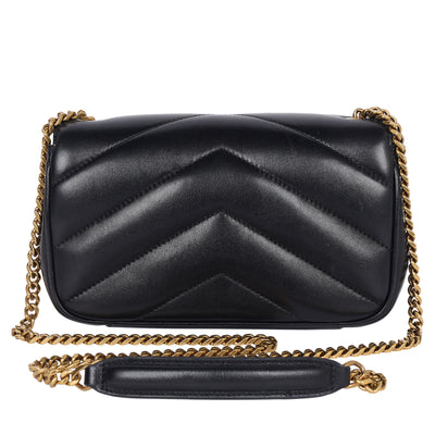 Lambskin Chevron Quilted Mini Loulou Black
