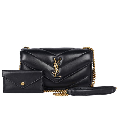 Lambskin Chevron Quilted Mini Loulou Black