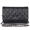Caviar Leather Mini Wallet On A Chain Quilted Front Flap
