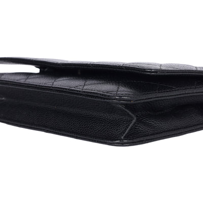 Caviar Leather Mini Wallet On A Chain Quilted Front Flap