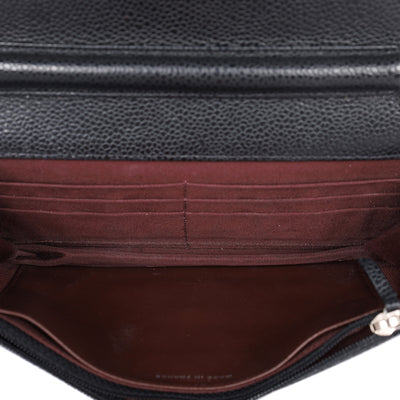 Caviar Leather Mini Wallet On A Chain Quilted Front Flap