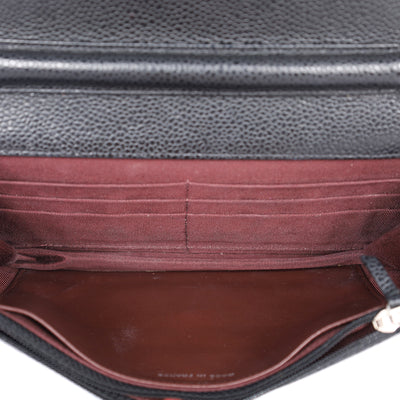 Caviar Leather Mini Wallet On A Chain Quilted Front Flap