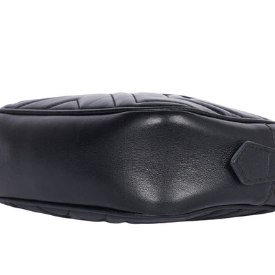 Calfskin Matelasse Mini GG Marmont Chain Shoulder Bag Black