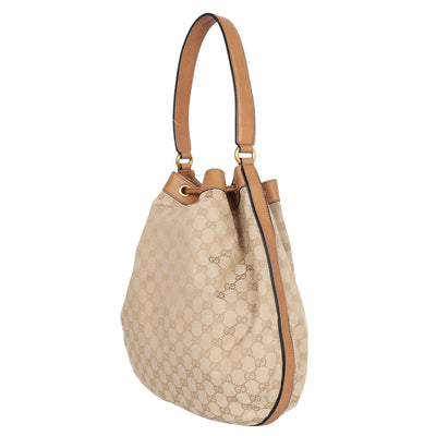 GG Canvas Web Rania Drawstring Hobo