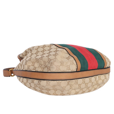 GG Canvas Web Rania Drawstring Hobo