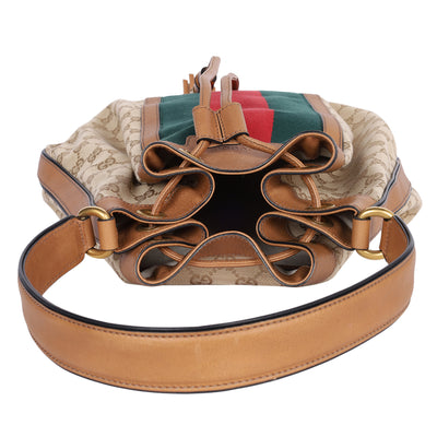 GG Canvas Web Rania Drawstring Hobo