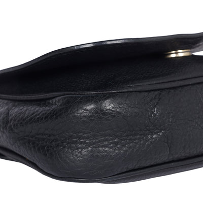 Pebbled Calfskin Small Soho Flap Crossbody Black