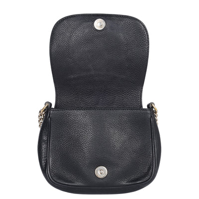 Pebbled Calfskin Small Soho Flap Crossbody Black