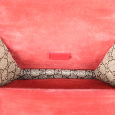 GG Supreme Monogram Mini Dionysus Shoulder Bag Hibiscus Red