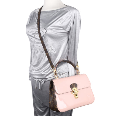 Vernis Leather Monogram Cherrywood Shoulder Bag Rose Ballerine