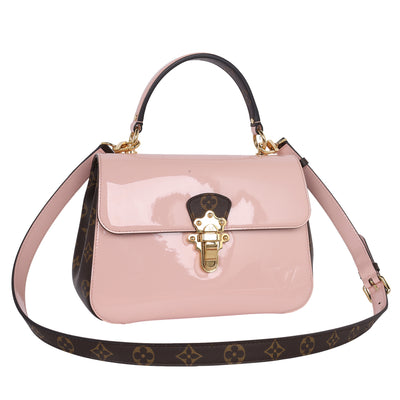 Vernis Leather Monogram Cherrywood Shoulder Bag Rose Ballerine