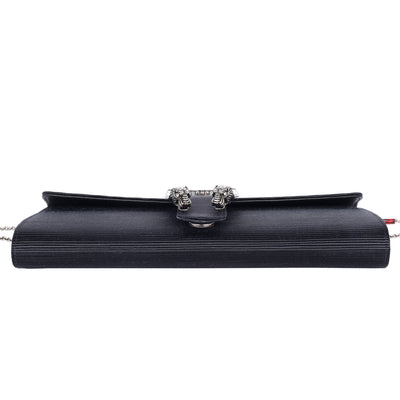 Dionysus Horseshoe Crystal Satin Ribbed Clutch Shoulder Bag Black