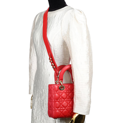 Lambskin Cannage ABC Lady Dior Red