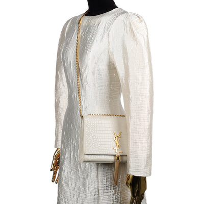 Kate Medium Tassel In Crocodile-Embossed Leather