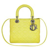 Lady Dior Yellow Lime Leather Shoulder Bag