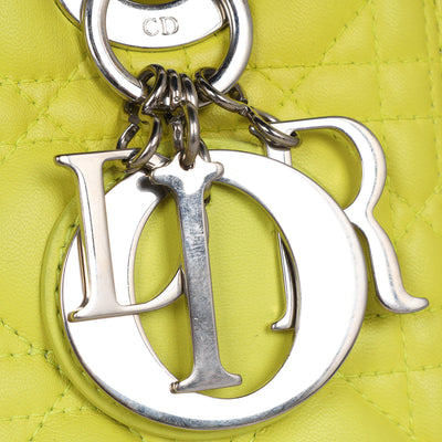 Lady Dior Yellow Lime Leather Shoulder Bag