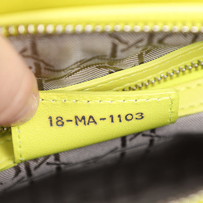 Lady Dior Yellow Lime Leather Shoulder Bag