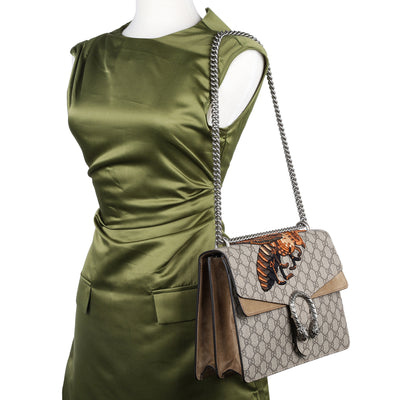 GG Supreme Monogram Bee Embroidered Shoulder Bag
