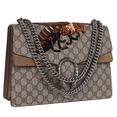 GG Supreme Monogram Bee Embroidered Shoulder Bag