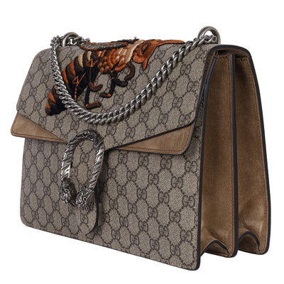 GG Supreme Monogram Bee Embroidered Shoulder Bag