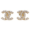 CC Rhinestone Pierced Earrings 14kt Gold